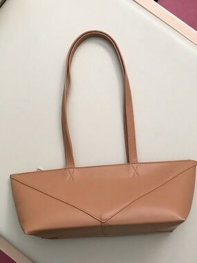 Tan Leatherette Shoulder Tote Bag - Elegant Everyday Carry